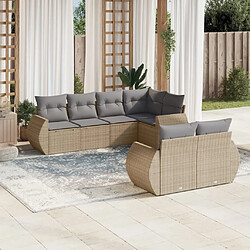 vidaXL Salon de jardin avec coussins 7 pcs beige résine tressée 