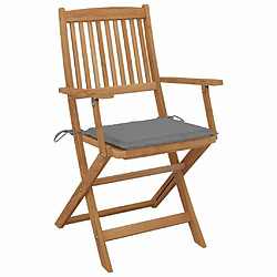 Maison Chic Lot de 4 Chaises pliables de jardin avec coussins - Fauteuil d'extérieur Bois d'acacia -MN72245