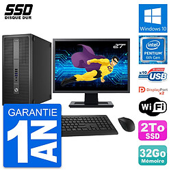 PC Tour HP EliteDesk 800 G2 Ecran 27" G4400 RAM 32Go SSD 2To Windows 10 Wifi - Occasion