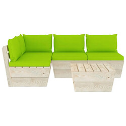 Avis Maison Chic Salon de jardin palette 5 pcs avec coussins - Table et chaises d'extérieur - Mobilier/Meubles de jardin Moderne épicéa imprégné -MN85141