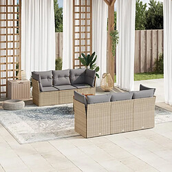 Maison Chic Salon de jardin avec coussins 7 pcs | Ensemble de Table et chaises | Mobilier d'Extérieur beige résine tressée -GKD27449