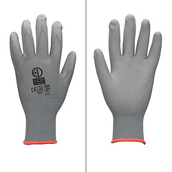 ECD Germany 36 Paires de Gants de Travail en PU - Taille 7-S - Couleur Gris - Élastique - Protection Usages Multiples - pour Mécanicien Constructeurs Travail de Jardin Bricolage - Activités Montage