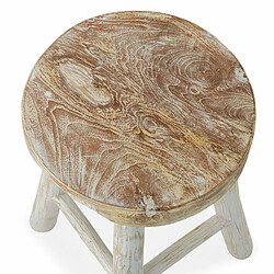 Tabouret Thai Natura Blanc bois de teck 30 x 45 x 30 cm 