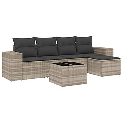 vidaXL Salon de jardin 6 pcs avec coussins gris clair résine tressée