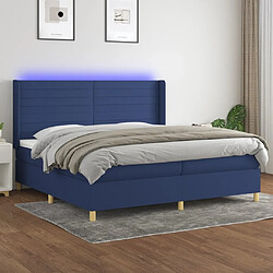 Sommier à lattes,Cadre à lattes de lit et matelas et LED pour Adulte Bleu 200x200 cm Tissu -MN93472