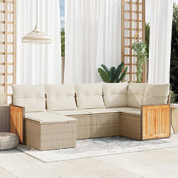 vidaXL Salon de jardin avec coussins 6 pcs beige résine tressée 