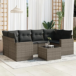 vidaXL Salon de jardin avec coussins 7 pcs gris résine tressée 