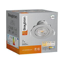 Avis BRAYTRON Spot LED encastrable 3en1 rond Alu 7W IP20