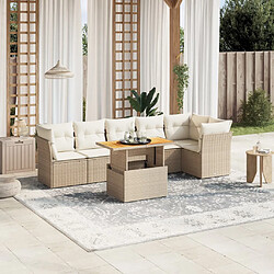 vidaXL Salon de jardin avec coussins 7 pcs beige résine tressée 