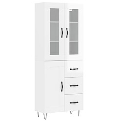 vidaXL Buffet haut Blanc brillant 69,5x34x180 cm Bois d'ingénierie