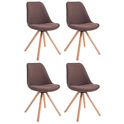 Decoshop26 4 chaises de salle à manger style scandinave en tissu marron pieds rond en bois clair CDS10346 