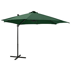 vidaXL Parasol de jardin en porte-à-faux et mât et lumières LED vert 