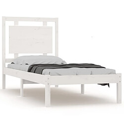 Maison Chic Lit Moderne Chambre - Cadre/structure de lit pour adulte Blanc Bois massif 100x200 cm -MN73853