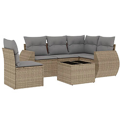 vidaXL Salon de jardin avec coussins 6 pcs beige résine tressée