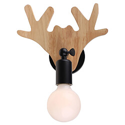 Stoex Créative applique murale en bois fer bois de cerf , Lampe de mur E27 luminaire retro pour maison café loft cuisine salon (ampoules non c