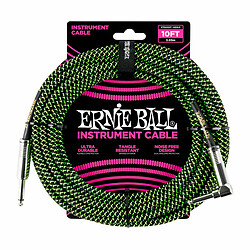 6077 Jack-Jack coudé 3 M noir et vert Ernie Ball