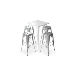 Avis ICONIK INTERIOR Pack Tabouret de Table Blanc et Pack de 4 Tabourets de Bar - Design Industriel - Métal - Nouvelle Edition - Bistrot Stylix Rose pâle