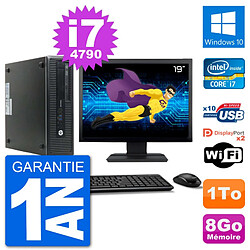 PC HP EliteDesk 800 G1 Ecran 19" Core i7-4790 RAM 8Go Disque 1To Windows 10 Wifi · Occasion 