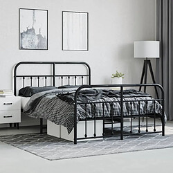 Acheter Maison Chic Lit adulte - Lit simple Cadre de lit métal avec tête de lit/pied de lit,Structure du lit Contemporain pour chambre noir 135x190 cm -MN40408