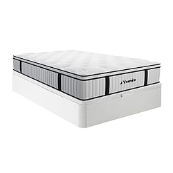 Vente-Unique Ensemble 160 x 200 cm sommier coffre blanc + matelas ressorts ensachés surmatelas intégré ép.28cm - AMERICAN DREAM de YSMÉE 