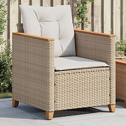 vidaXL Chaise de jardin avec coussins beige résine tressée 