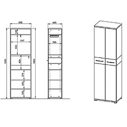 Avis Pegane Armoire-penderie panneau de particules mélaminé coloris blanc mat décor chêne - Longueur 59 x Profondeur 40 x Hauteur 199 cm