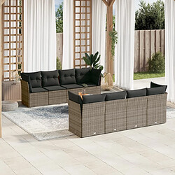 Maison Chic Ensemble Tables et chaises d'extérieur 9 pcs avec coussins,Salon de jardin gris résine tressée -GKD172819