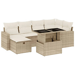 vidaXL Salon de jardin avec coussins 7 pcs beige résine tressée