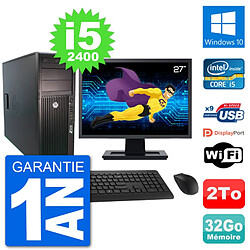 PC Tour HP Z210 Ecran 27" Intel i5-2400 RAM 32Go Disque Dur 2To Windows 10 Wifi · Occasion 