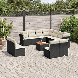 Maison Chic Salon de jardin 12 pcs avec coussins, Ensemble Tables et chaises d'extérieur noir résine tressée -GKD636364