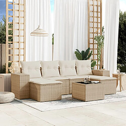 Maison Chic Salon de jardin avec coussins 7 pcs, Ensemble Tables et chaises de jardin, beige résine tressée -GKD486244