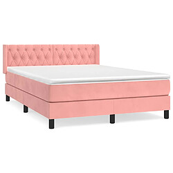 vidaXL Sommier à lattes de lit avec matelas Rose 140x200 cm Velours