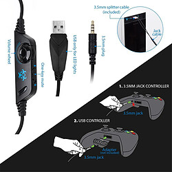 Avis V1 Casque de jeu pour PS4, Xbox One, PC, Contrôleur, Casque avec micro pour atténuation du bruit, LED bleu