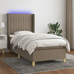 vidaXL Sommier à lattes de lit matelas et LED Taupe 100x200 cm Tissu