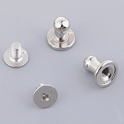 Acheter 20pcs tête ronde mini vis rivets attache cuir bouton de goujon argent