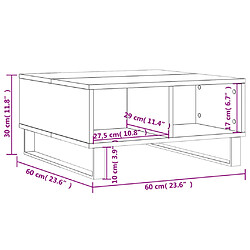 vidaXL Table basse sonoma gris 60x60x30 cm bois d'ingénierie pas cher