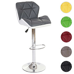 Mendler Tabouret de bar HWC-A92, tabouret de bar, cuir synthétique réglable en hauteur ~ gris 