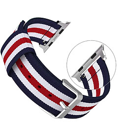 Shot Bracelet Nylon 42/44mm pour IWATCH Serie 2 APPLE Confortable Sport Tissu (ROUGE/BLANC/BLEU)