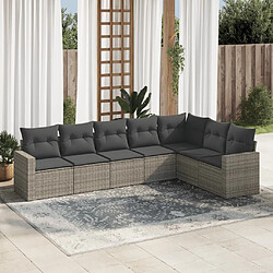 vidaXL Salon de jardin avec coussins 7 pcs gris résine tressée 