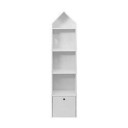 Mobili Rebecca Etagere Etroite Pour Enfants 4 Etageres 1 Tiroir Bibliotheque En Bois Blanc