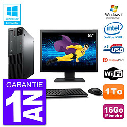 PC Lenovo M82 SFF Ecran 27" G640 RAM 16Go Disque 1To Graveur DVD Wifi W7 · Occasion 