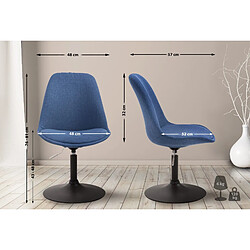 Avis Decoshop26 Chaise de salle à manger x1 pivotante hauteur réglable en tissu bleu et pied trompette en métal noir 10_0003767