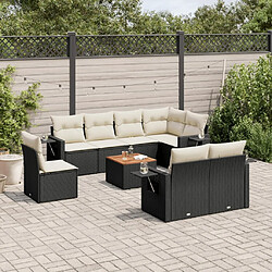 Maison Chic Ensemble Tables et chaises d'extérieur 9 pcs avec coussins,Salon de jardin noir résine tressée -GKD782984