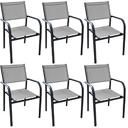 ALIZÉ Fauteuil en aluminium Duca (Lot de 6) Graphite et perle.