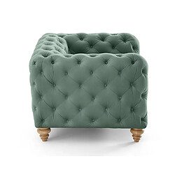 Lisa Design Walter - fauteuil chesterfield en velours - pieds bois