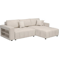 Palozi Sofa Canapé d'angle convertible tissu chenille 3 places - Trocadero - Crème 