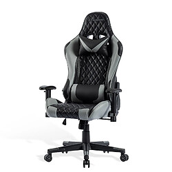 FOXSPORT Chaise gaming pivotant,fauteuil gamer,siège de bureau réglable avec accoudoir 2D, chaise de bureau réglable avec support lombaire réglable, gris