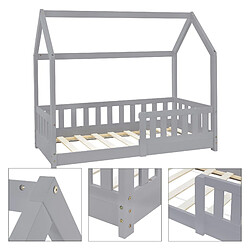 Acheter ML-Design Lit d'enfant gris clair en bois avec barrière cadre de sommier à lattes 140x70cm