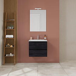 Kiamami Valentina ARMOIRE DE SALLE DE BAIN 60CM AVEC DOUBLE TIROIR CHÊNE GRIS FONCÉ | BERLIN 