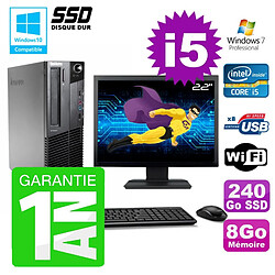 PC Lenovo M91p SFF Intel I5-2400 8Go Disque 240Go SSD Graveur Wifi W7 Ecran 22"